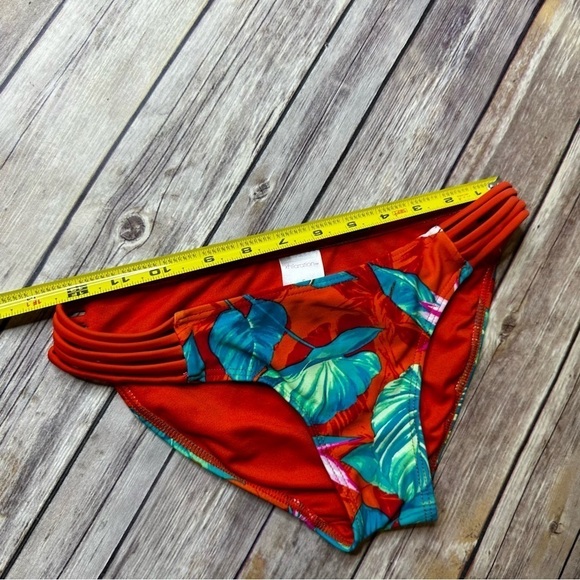 Xhilaration Swim Small Women's Bikini Bottoms Bathing Suit Swimsuit Red Tropical - Picture 5 of 9